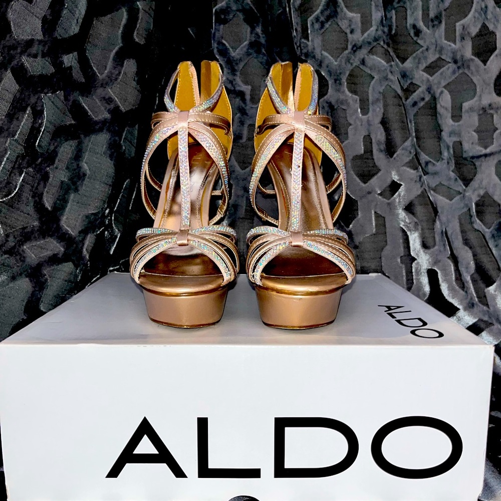 Aldo rose gold heels with rhinestones